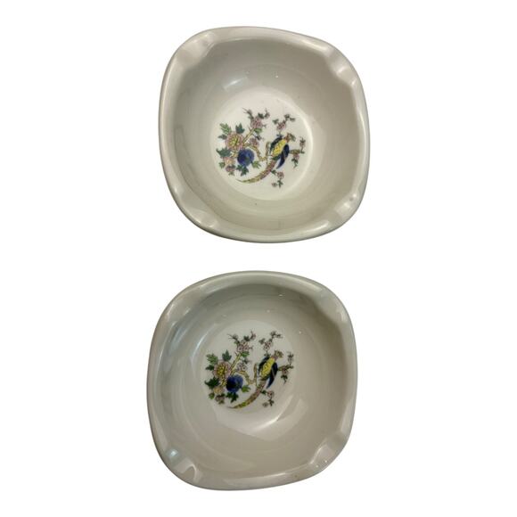 Vintage Syracuse China Bird of Paradise Floral Set of 2 Ashtrays Ceramic‎ - Picture 3 of 5